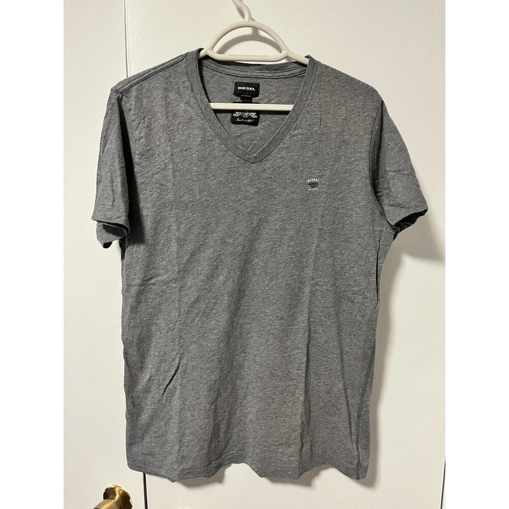 Diesel V Neck Women’s Medium T Shirt Gray Made in Bulgaria